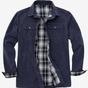 FlannelGo Men's Large Cotton Shirt Jacket NAVY